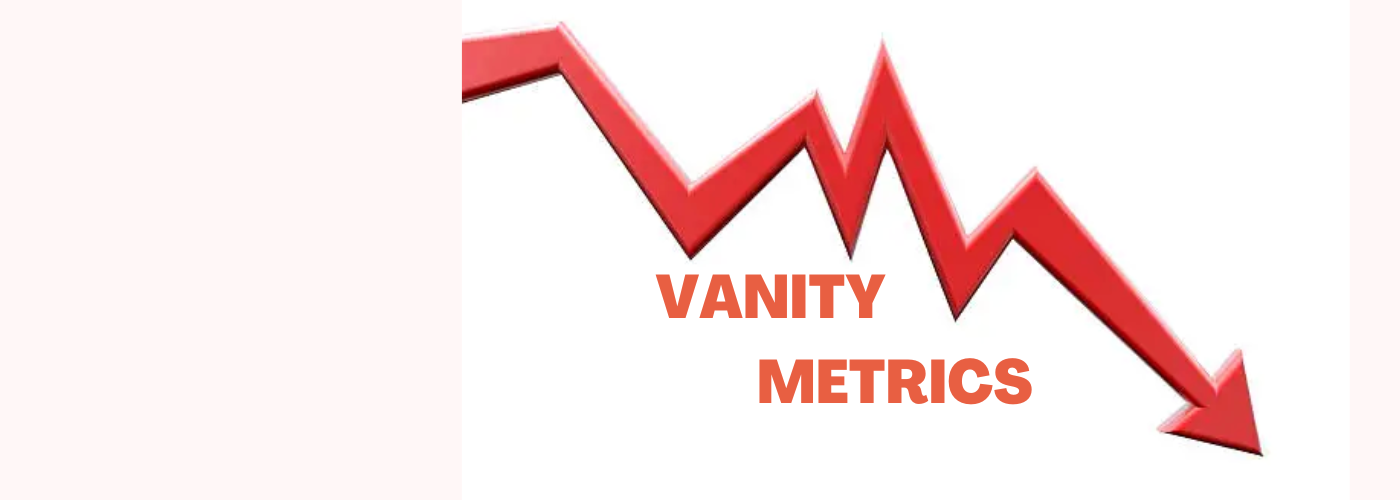 Downward arrow showing a decrease in the significance of vanity metrics in law firm marketing.